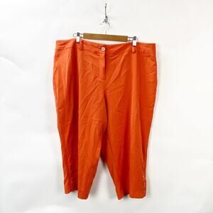 Cato 20W Plus Womens Orange Cropped Capri Dress Pants Spring Summer Work